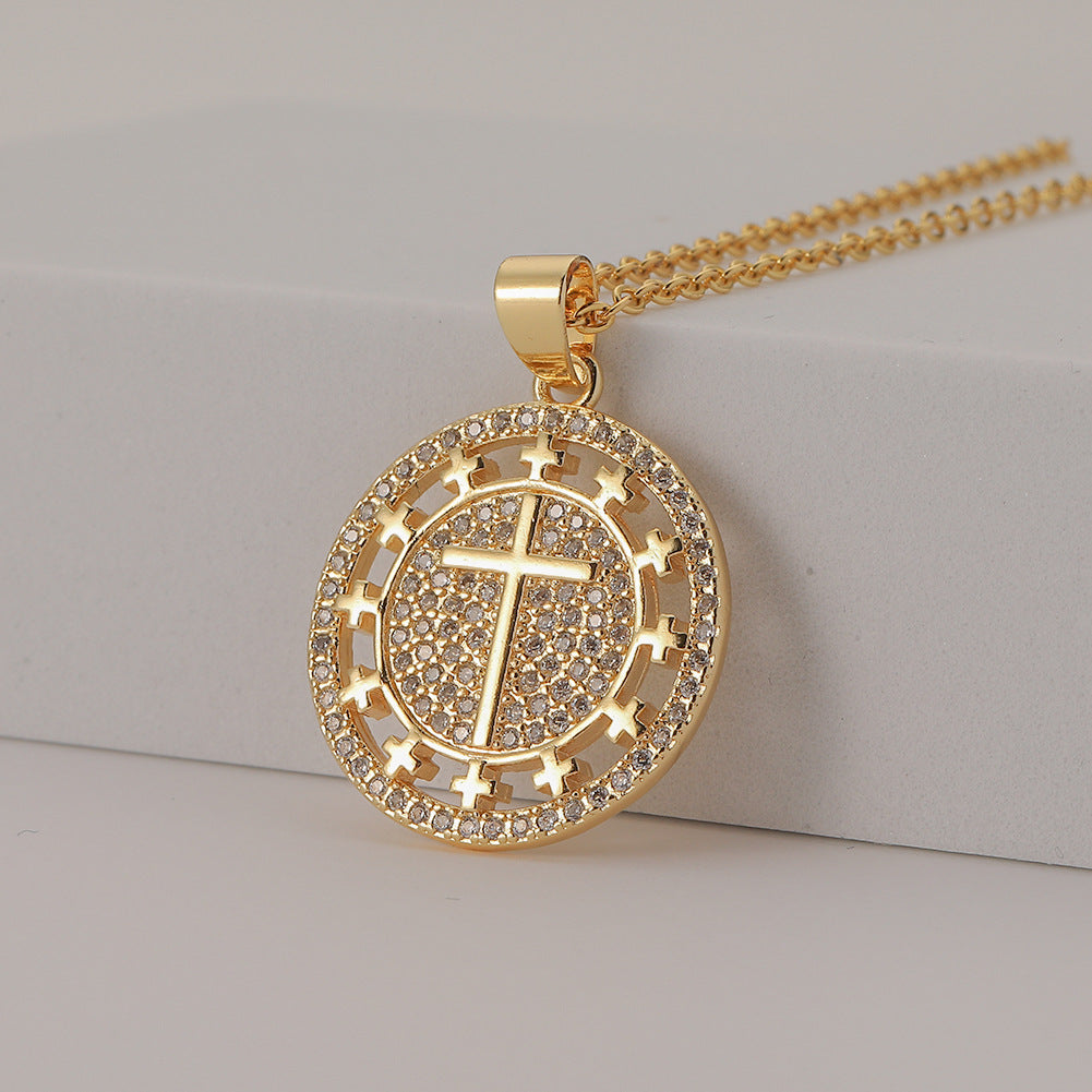 Women's Religious Cross Pendant Copper Necklace - Wholesale Fashion Jewelry