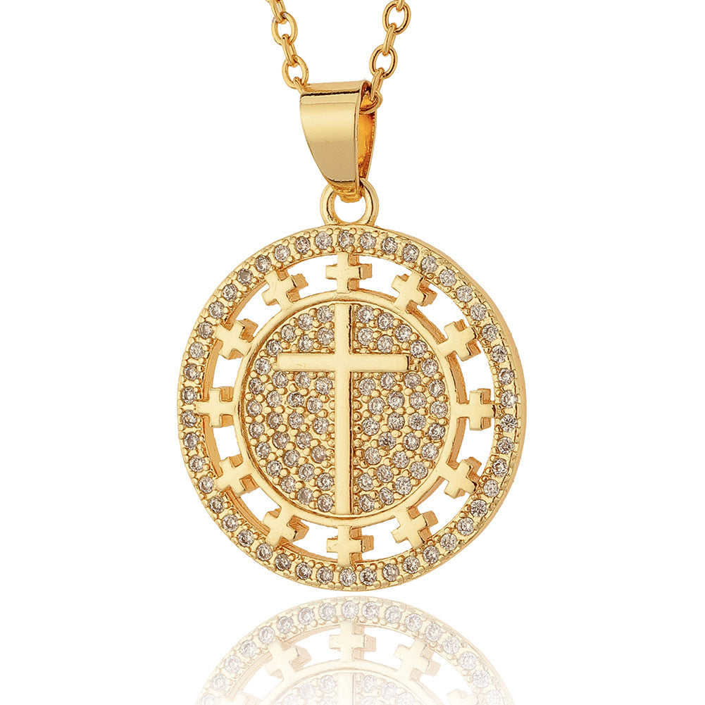 Women's Religious Cross Pendant Copper Necklace - Wholesale Fashion Jewelry