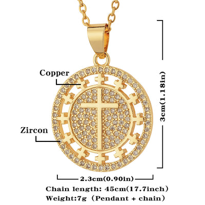 Women's Religious Cross Pendant Copper Necklace - Wholesale Fashion Jewelry