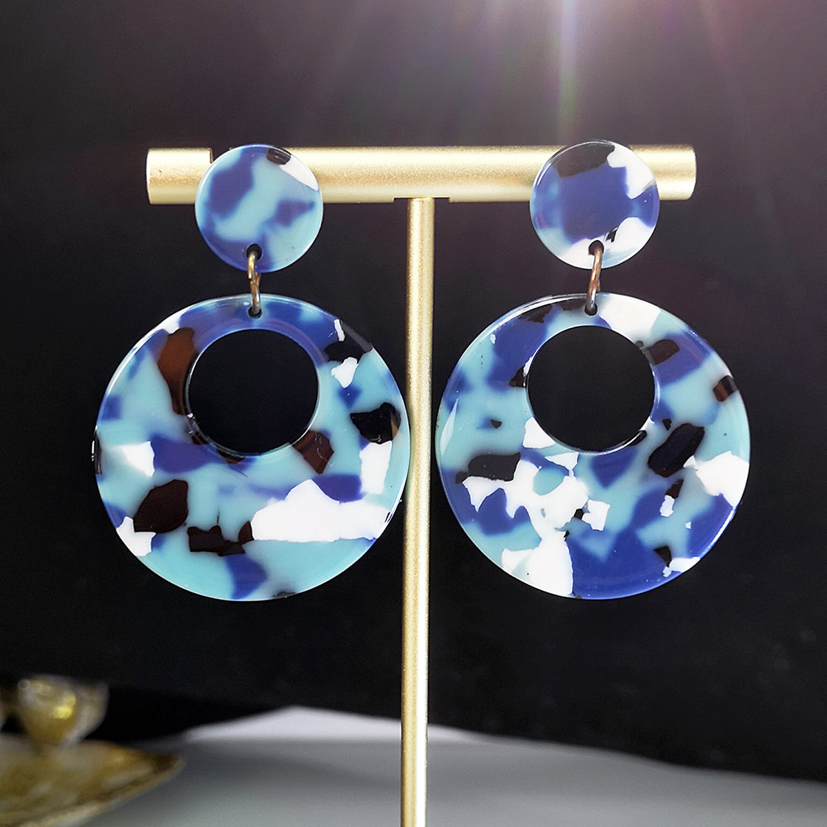 Multicolor Acrylic Leopard Print Round Earrings for Women
