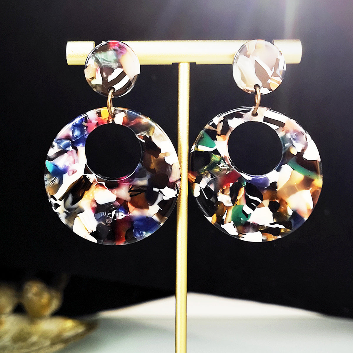 Multicolor Acrylic Leopard Print Round Earrings for Women