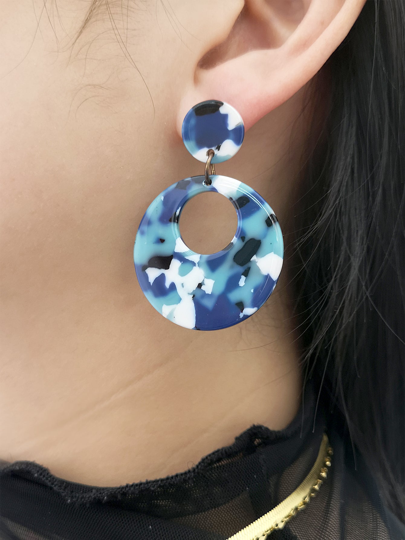 Multicolor Acrylic Leopard Print Round Earrings for Women