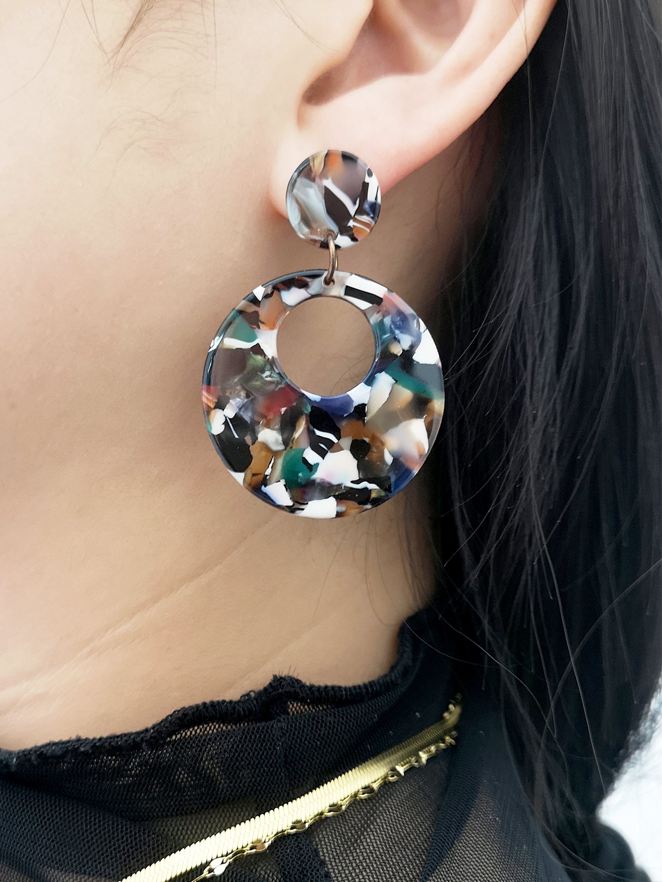 Multicolor Acrylic Leopard Print Round Earrings for Women