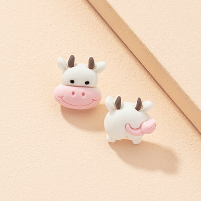 New Simple Cute Cow Stud Earrings - Fashionable Cartoon Design