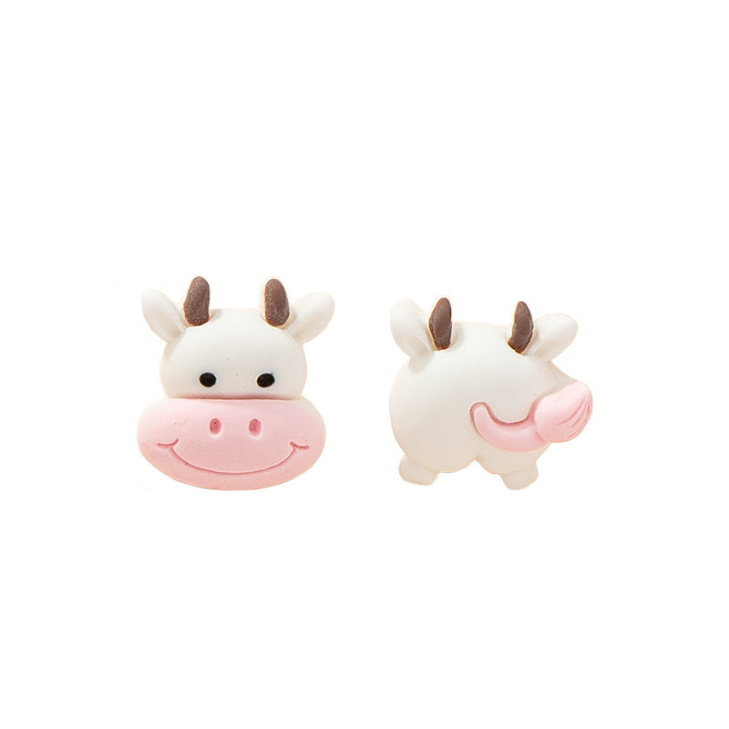 New Simple Cute Cow Stud Earrings - Fashionable Cartoon Design