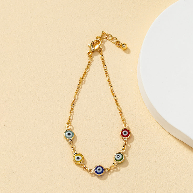 New Geometric Eye Metal Bracelet and Minimalist Earrings Set