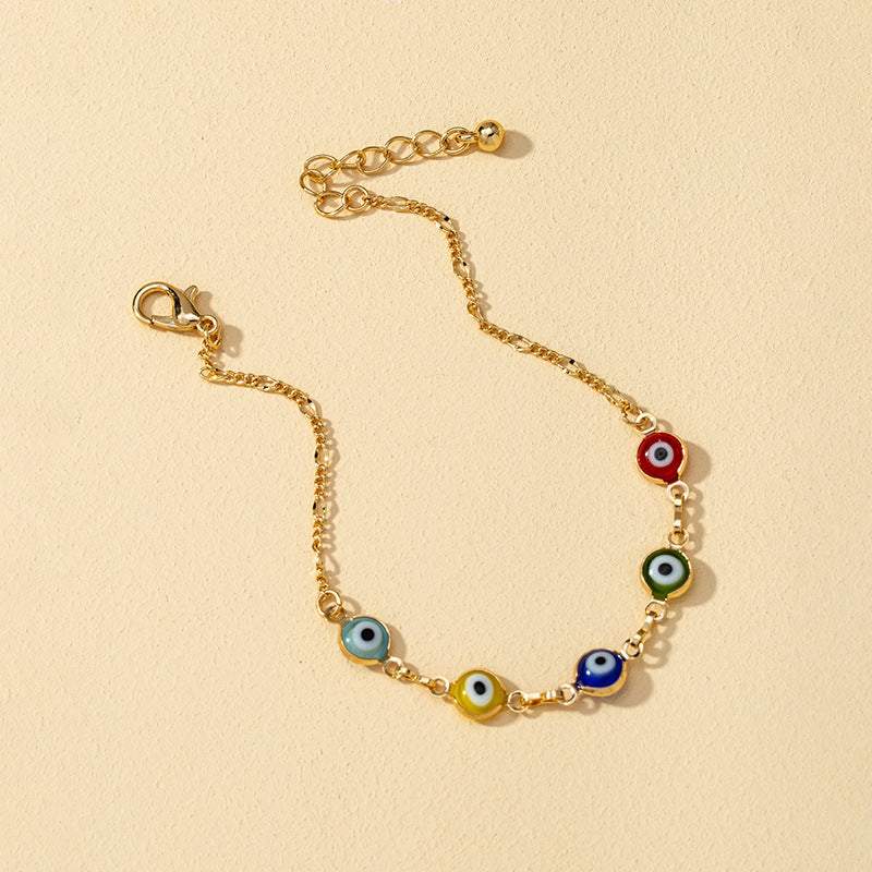 New Geometric Eye Metal Bracelet and Minimalist Earrings Set
