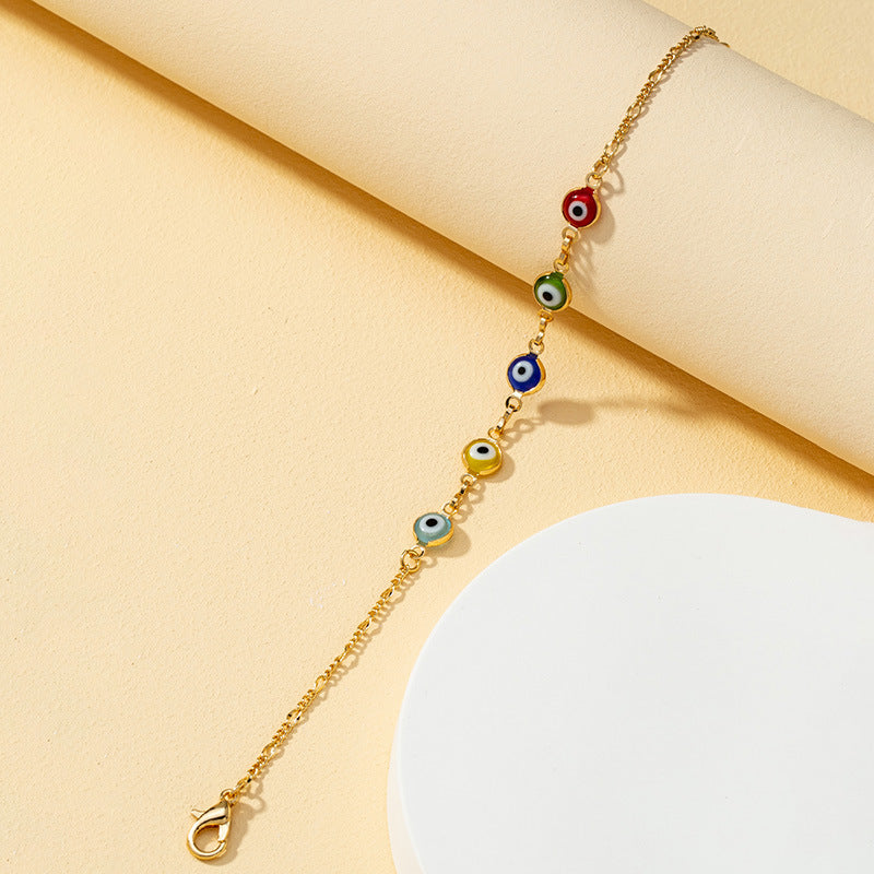 New Geometric Eye Metal Bracelet and Minimalist Earrings Set