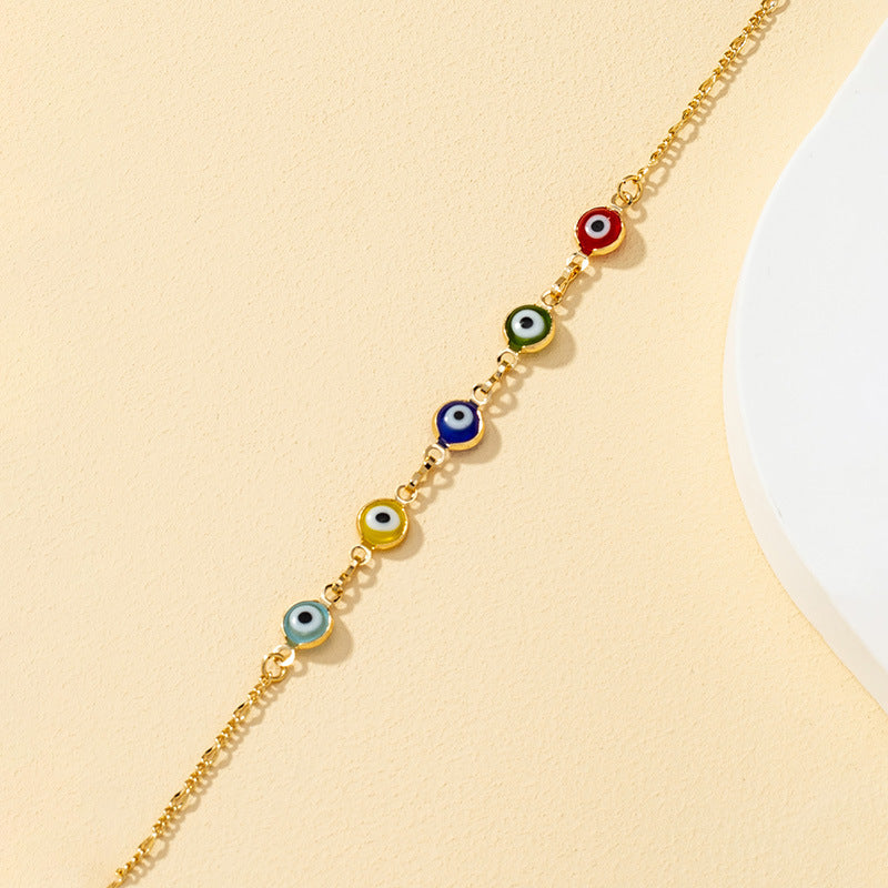 New Geometric Eye Metal Bracelet and Minimalist Earrings Set