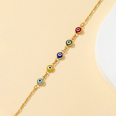 New Geometric Eye Metal Bracelet and Minimalist Earrings Set