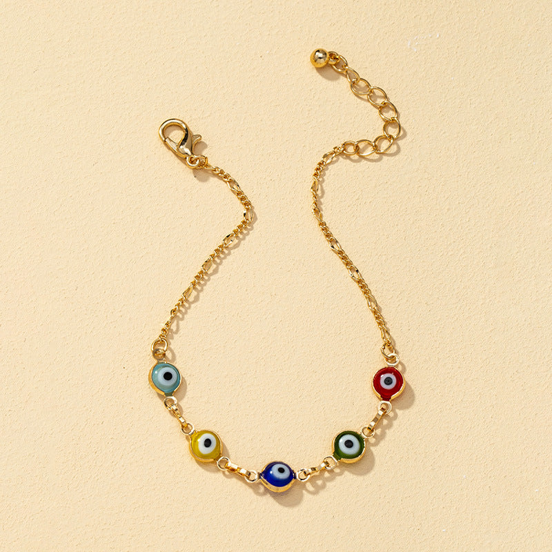 New Geometric Eye Metal Bracelet and Minimalist Earrings Set