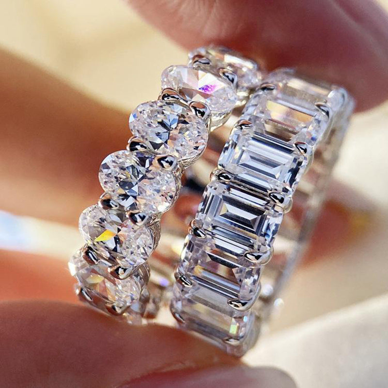 New Elegant Oval Zircon Adjustable Ring - Platinum Plated Statement Jewelry for Women