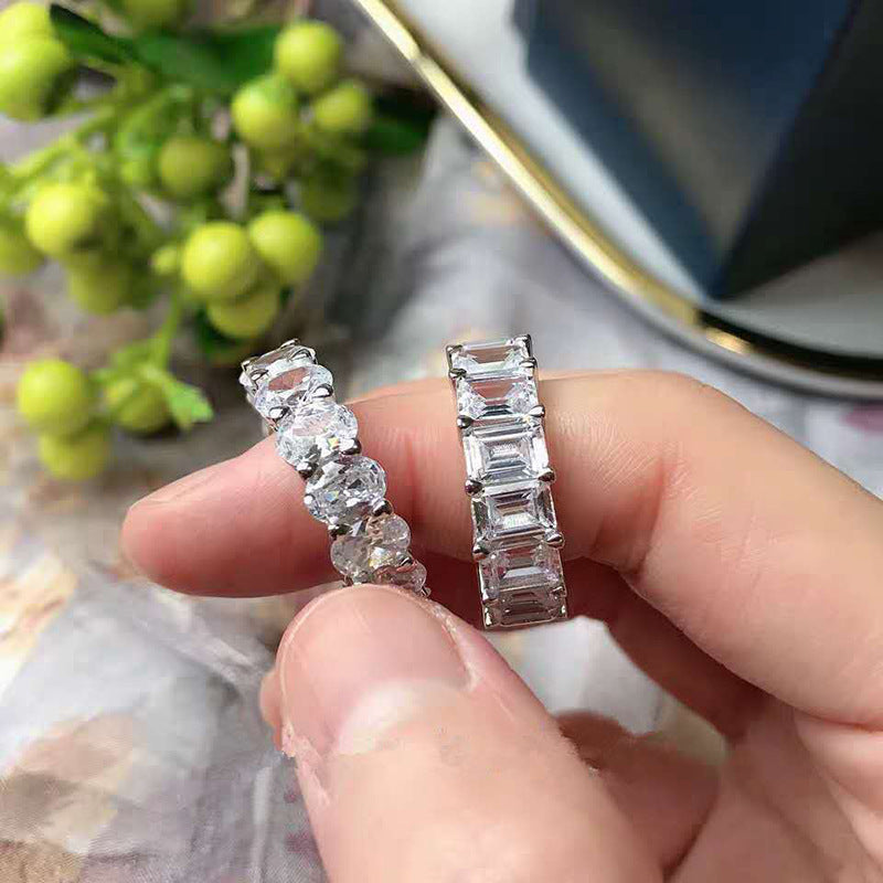 New Elegant Oval Zircon Adjustable Ring - Platinum Plated Statement Jewelry for Women