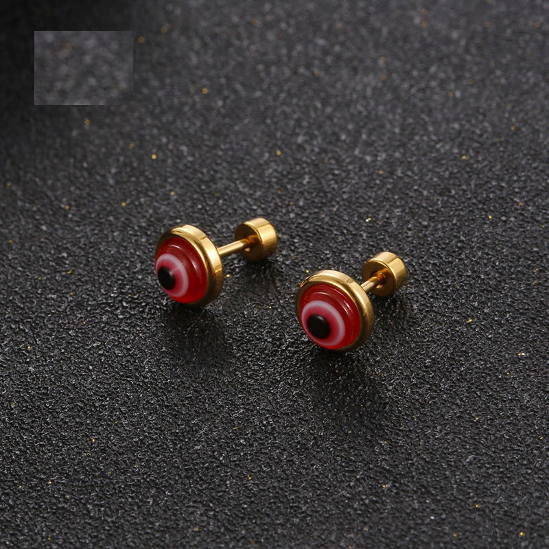 New Minimalist Titanium Steel Eye Design Earrings for Women