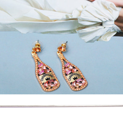 New Spring Fashion Statement Wine Bottle Letter Drop Earrings for Women