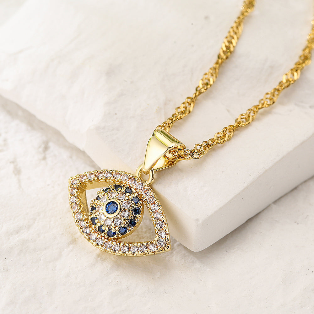 18K Gold Plated Devil's Eye Pendant Necklace for Women
