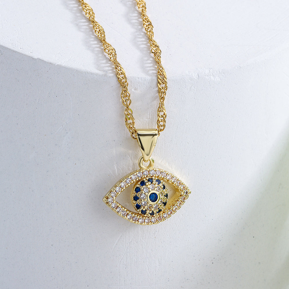 18K Gold Plated Devil's Eye Pendant Necklace for Women