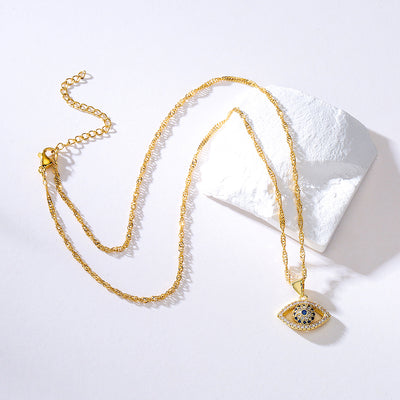 18K Gold Plated Devil's Eye Pendant Necklace for Women