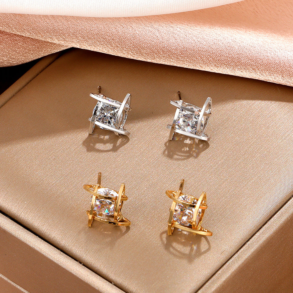 New Zircon Geometric Square Earrings for Women