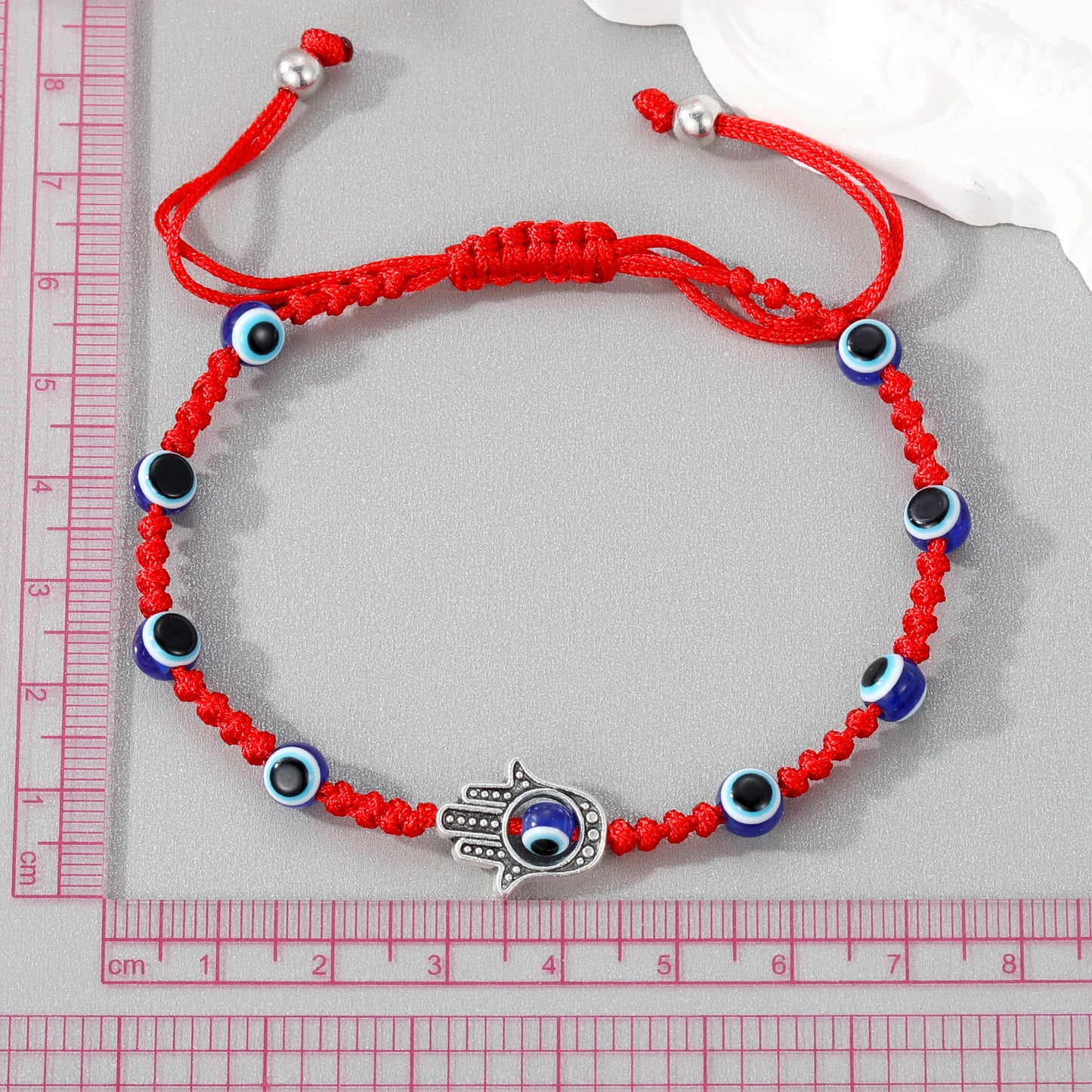 Vintage Blue Evil Eye Pendant Beaded Adjustable Bracelet