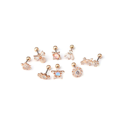 Fashion Zircon Inlaid Stainless Steel Stud Earrings