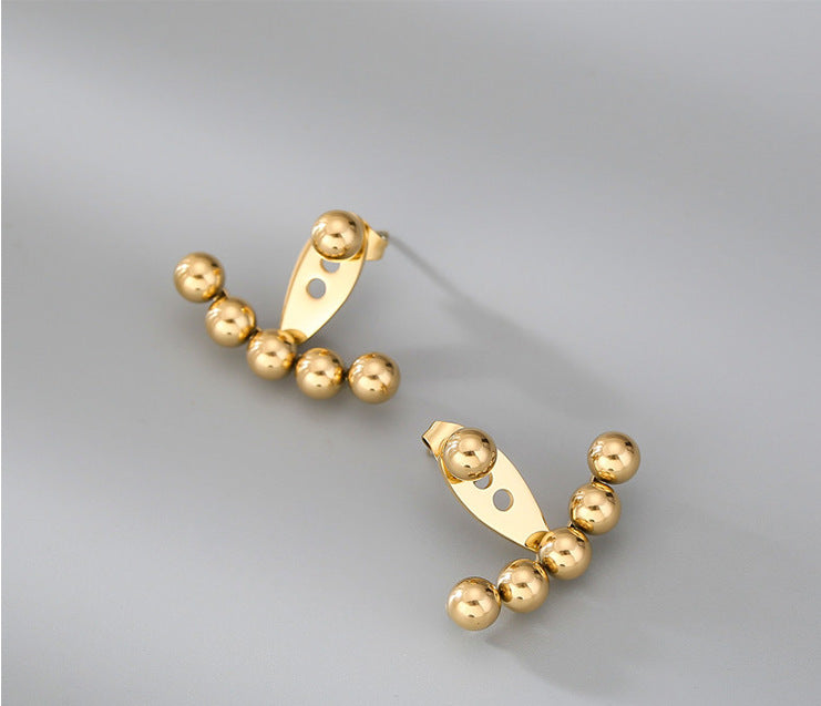 Stainless Steel Titanium Bead Earrings - Minimalist Luxury Design