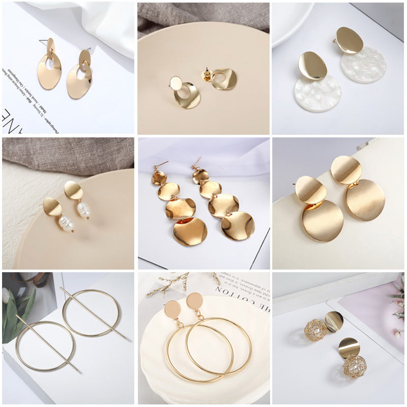 Trendy Alloy Diamond-Studded Large Hoop Earrings