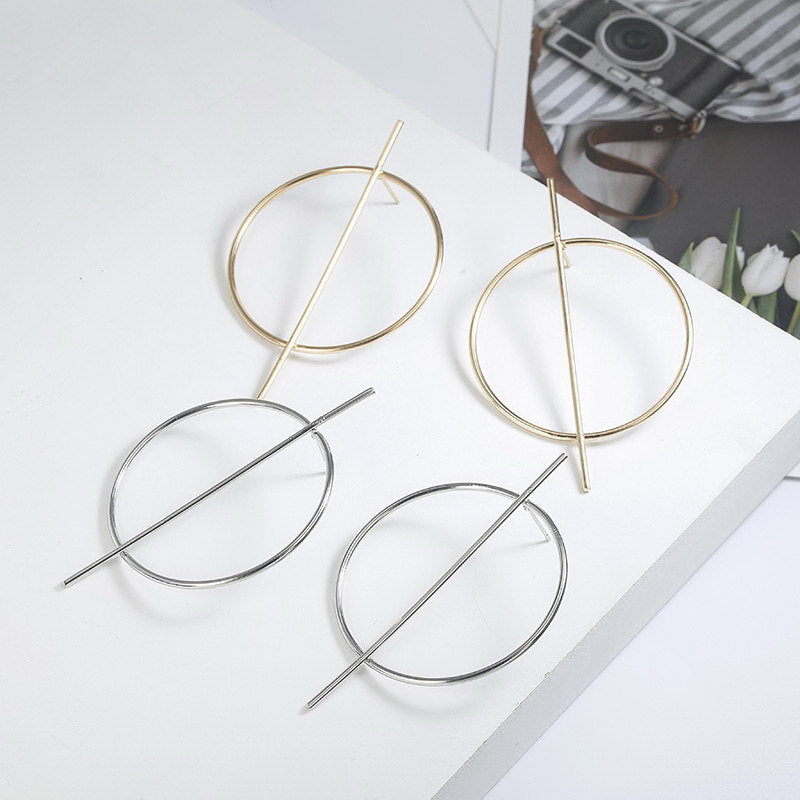 Trendy Alloy Diamond-Studded Large Hoop Earrings