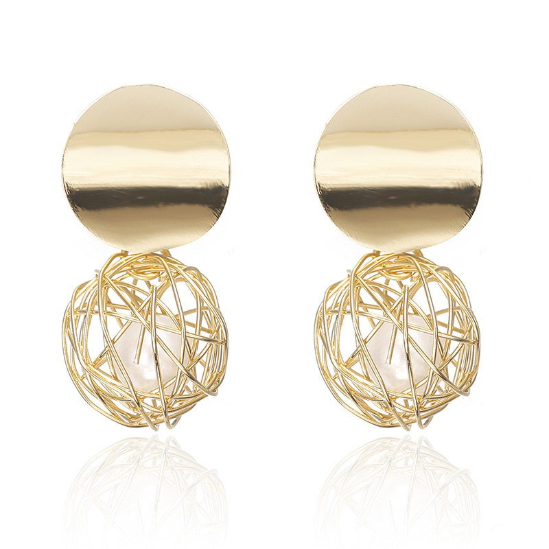 Trendy Alloy Diamond-Studded Large Hoop Earrings