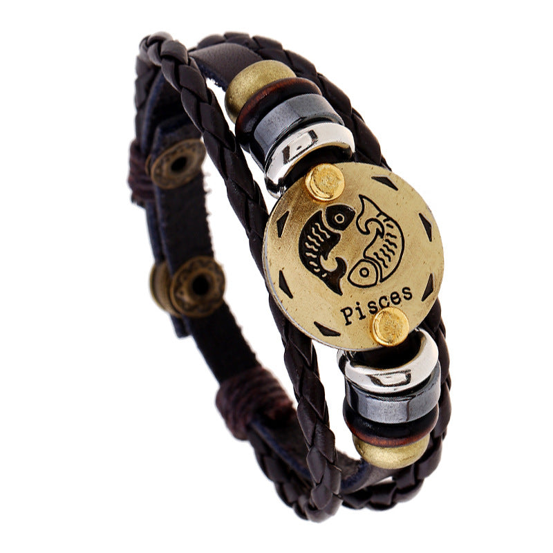 Aries Leather Constellation Adjustable Bracelet - Zodiac Birthday Gift