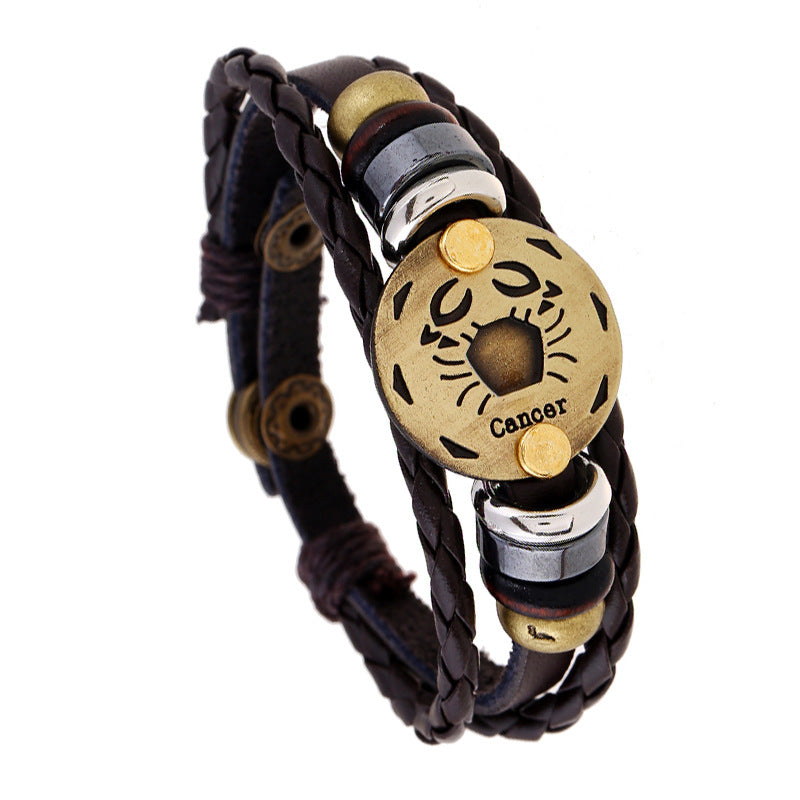 Aries Leather Constellation Adjustable Bracelet - Zodiac Birthday Gift