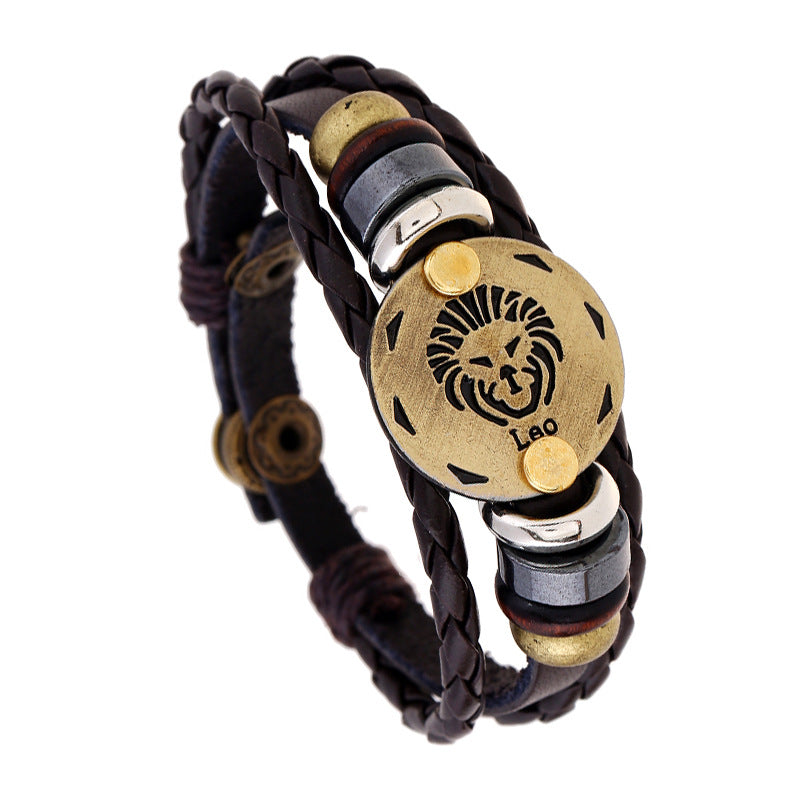 Aries Leather Constellation Adjustable Bracelet - Zodiac Birthday Gift