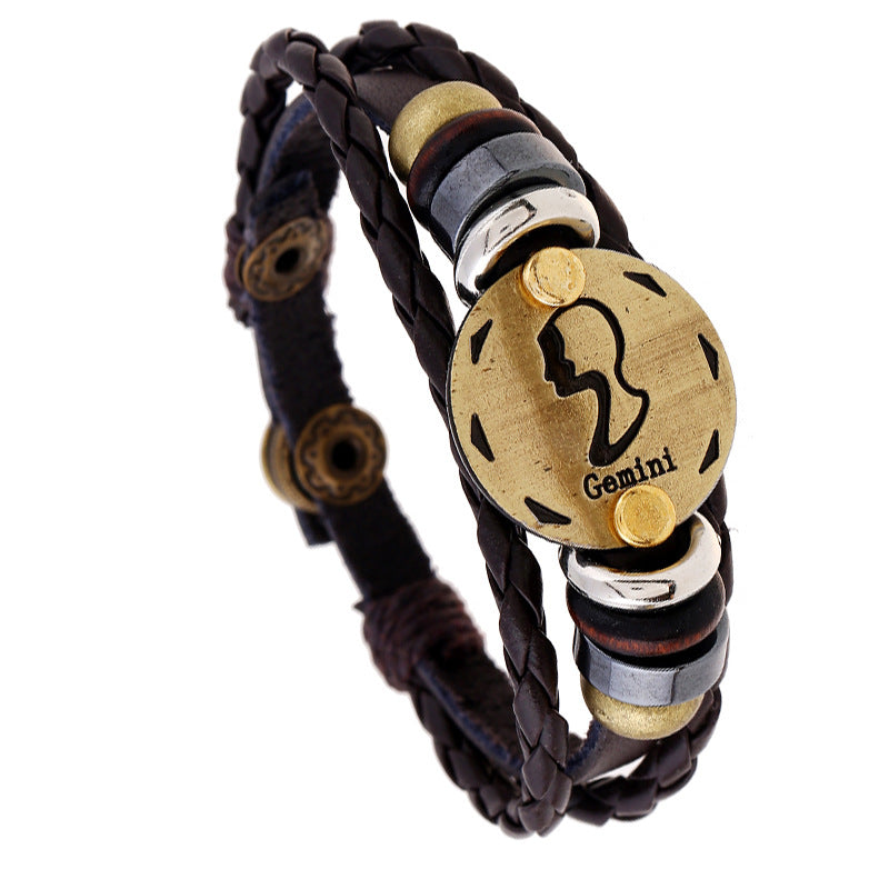 Aries Leather Constellation Adjustable Bracelet - Zodiac Birthday Gift