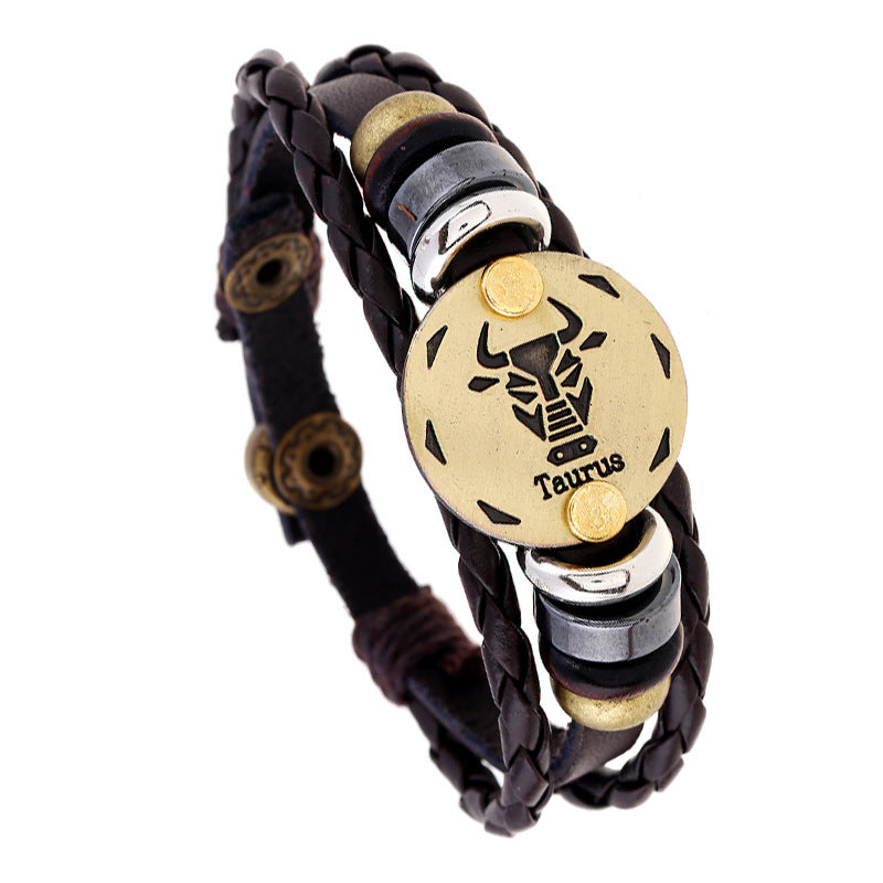 Aries Leather Constellation Adjustable Bracelet - Zodiac Birthday Gift
