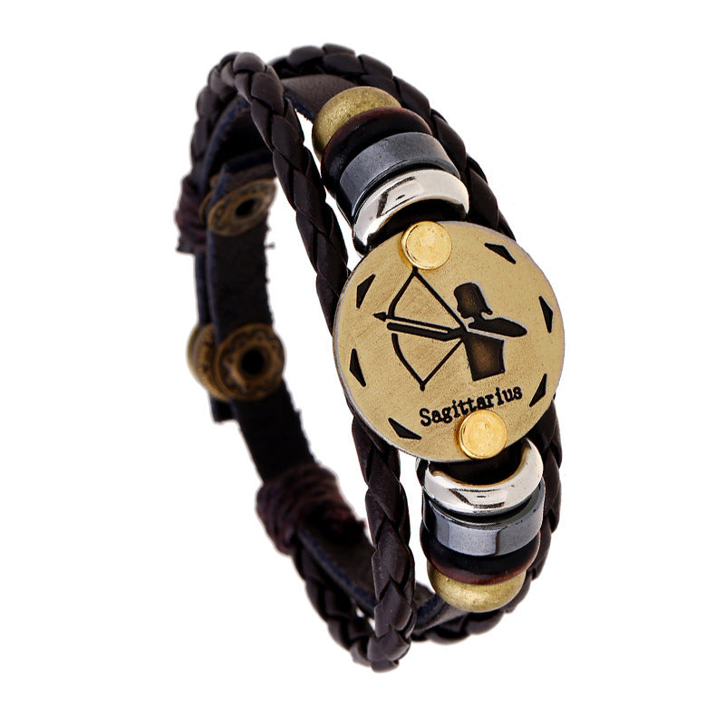 Aries Leather Constellation Adjustable Bracelet - Zodiac Birthday Gift
