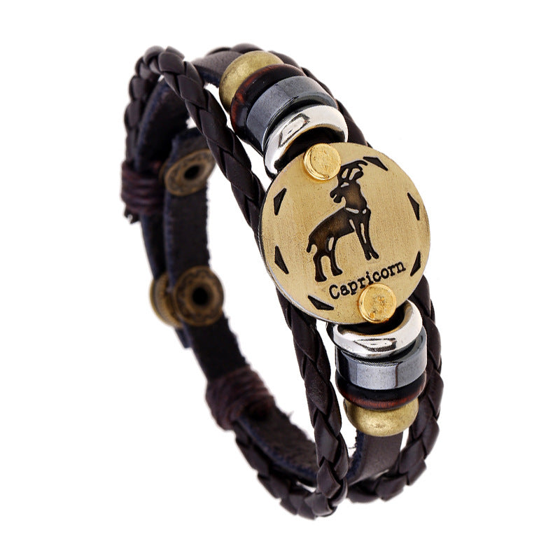 Aries Leather Constellation Adjustable Bracelet - Zodiac Birthday Gift