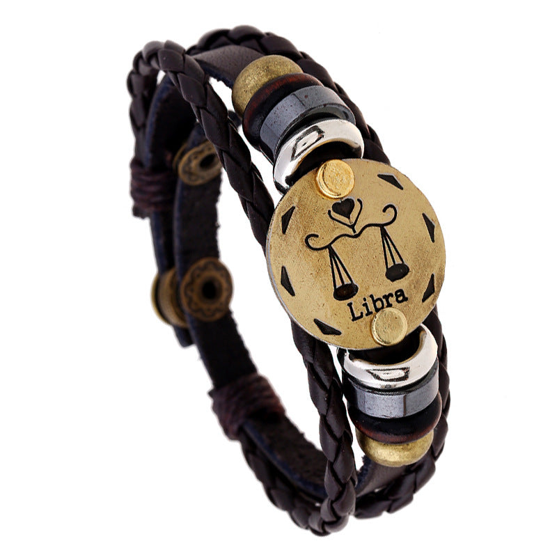 Aries Leather Constellation Adjustable Bracelet - Zodiac Birthday Gift