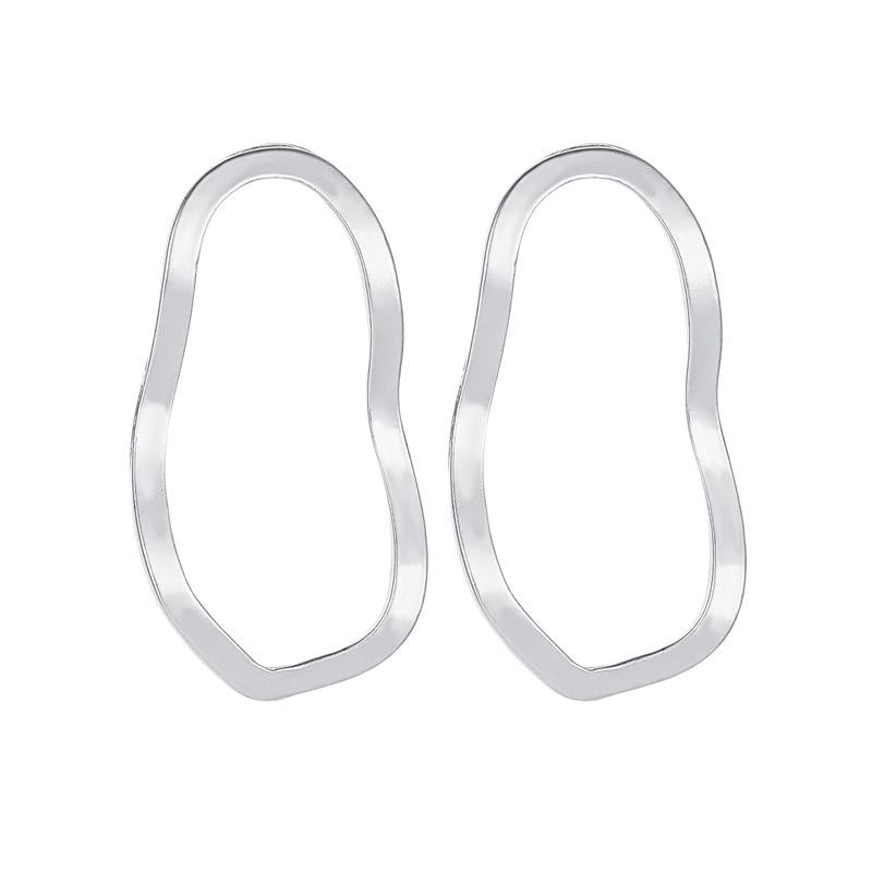 European Geometric Irregular Hollow Wave Gold Earrings