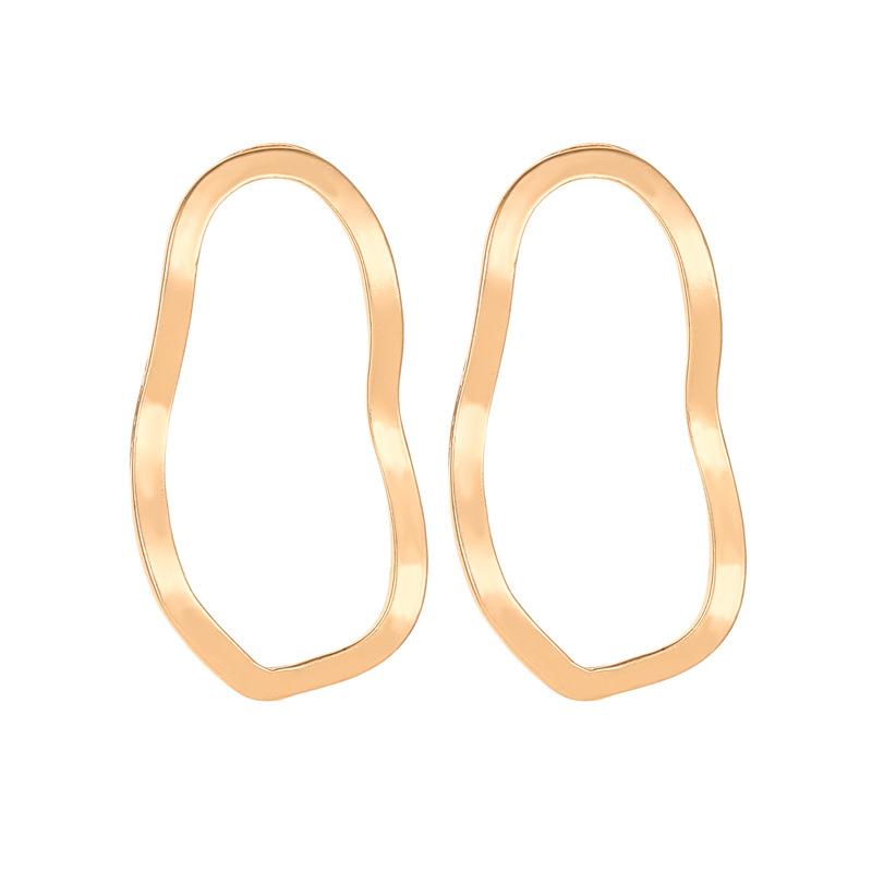 European Geometric Irregular Hollow Wave Gold Earrings