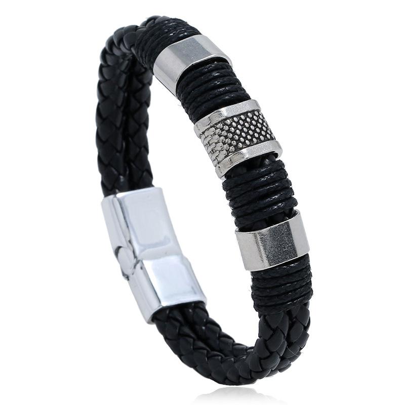 PU Leather Woven Magnetic Men's Bracelet