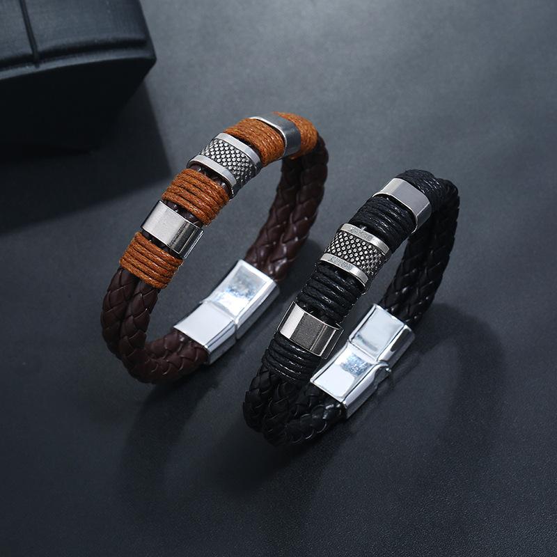 PU Leather Woven Magnetic Men's Bracelet