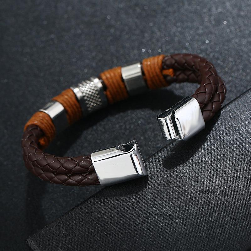 PU Leather Woven Magnetic Men's Bracelet