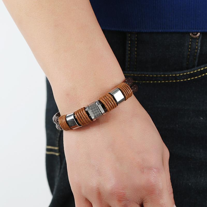 PU Leather Woven Magnetic Men's Bracelet