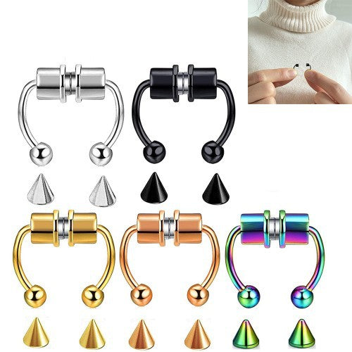 Pastoral Geometric Magnetic Stainless Steel Clip-On Nose Ring