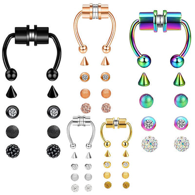 Pastoral Geometric Magnetic Stainless Steel Clip-On Nose Ring