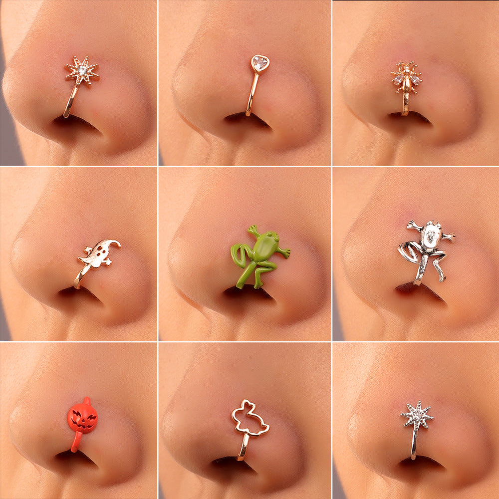 Adjustable Retro Copper Zircon U-Shaped Nose Clip Piercing Jewelry