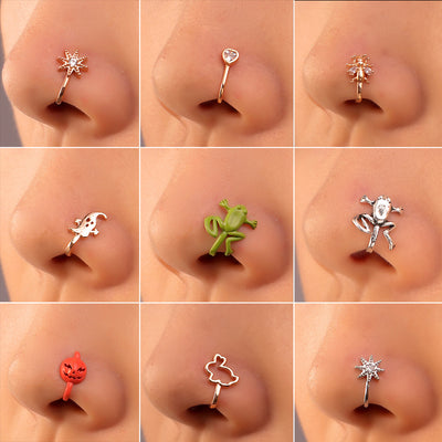 Adjustable Retro Copper Zircon U-Shaped Nose Clip Piercing Jewelry