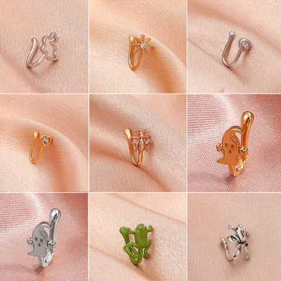 Adjustable Retro Copper Zircon U-Shaped Nose Clip Piercing Jewelry