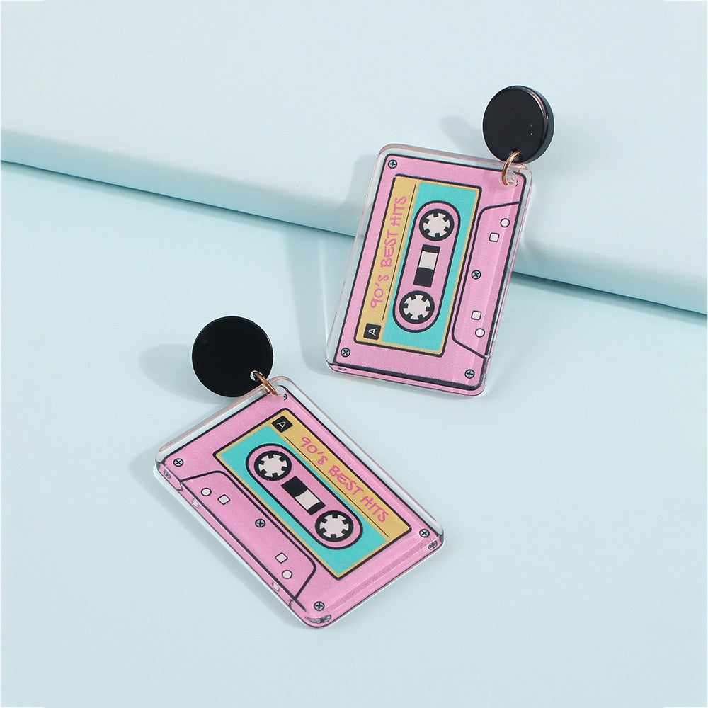 Retro Cassette Geometric Resin Earrings