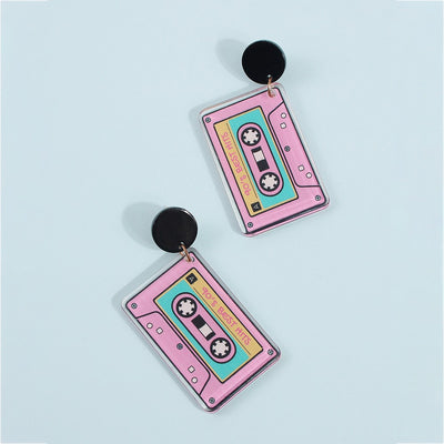 Retro Cassette Geometric Resin Earrings